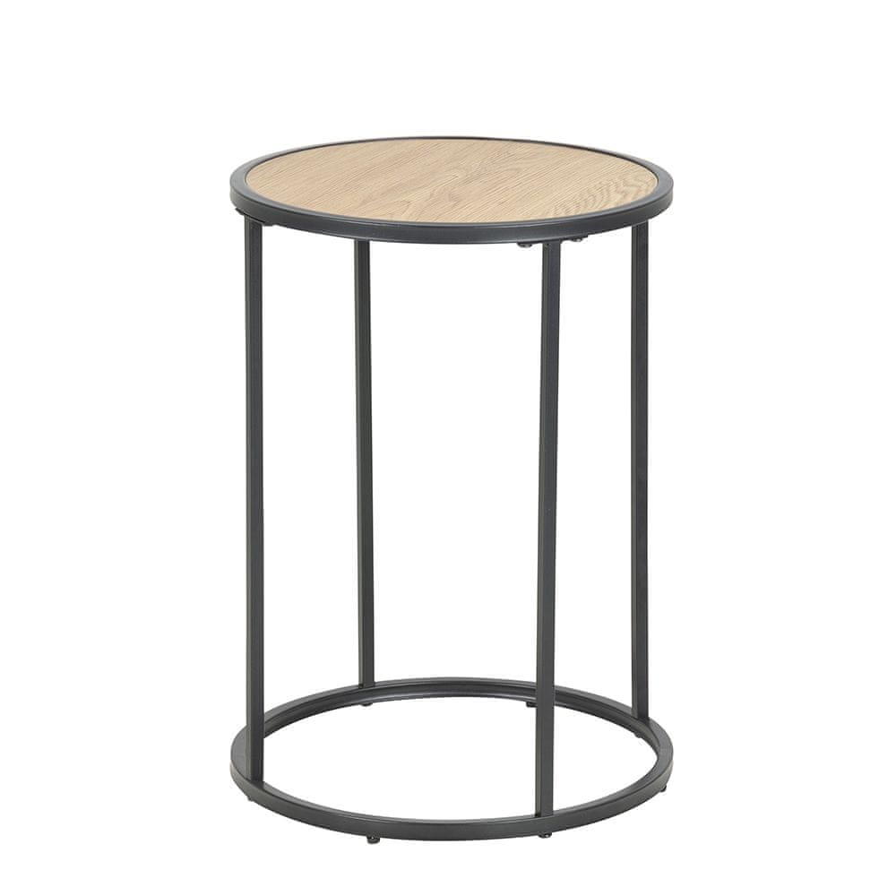 Design Scandinavia Nočný stolík okrúhly Seashell, 40 cm, dub